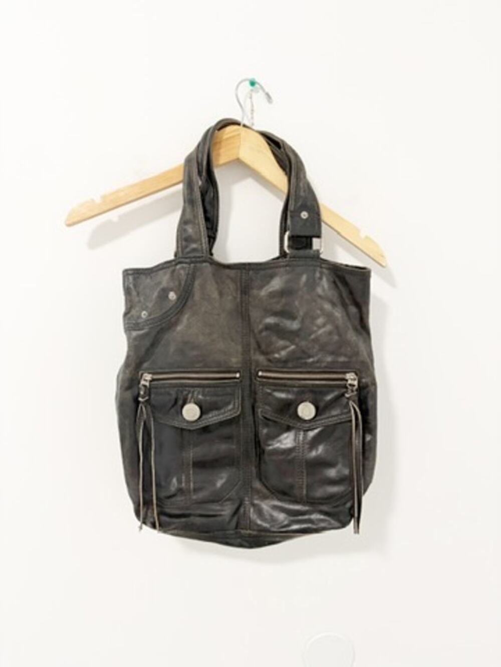 Gap Vintage Dark Gray Leather Shoulder Tote Bag